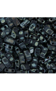 Miyuki half tila 5x2.4mm beads - Opaque picasso black HTL-4511